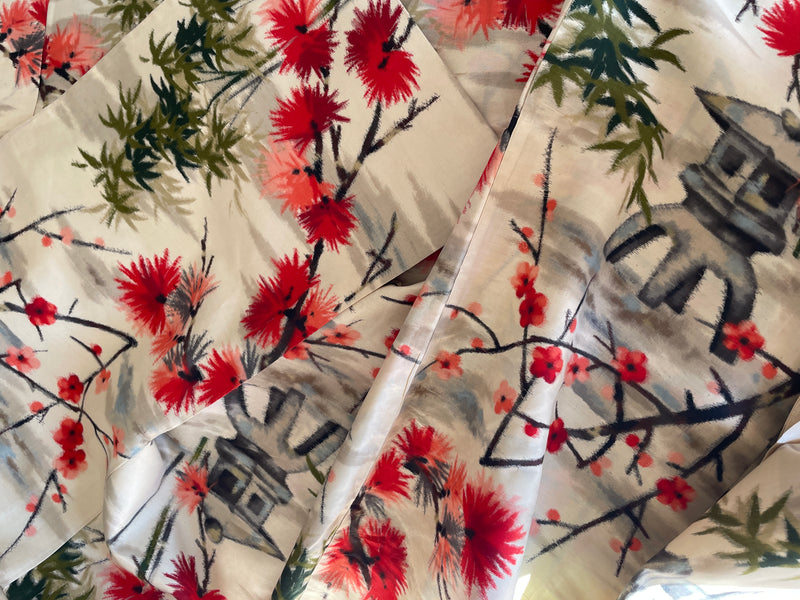 Haori Meisen Antique Japanese Garden in Silk