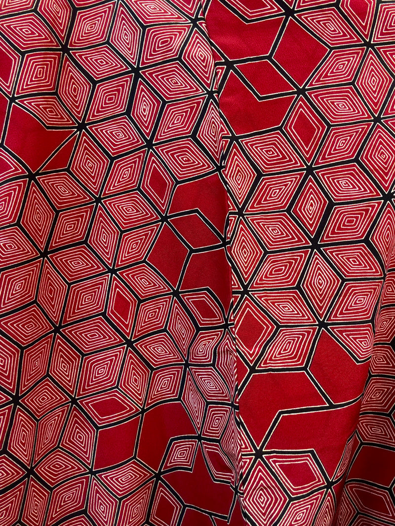 Haori Red Geometric Cubic Shapes