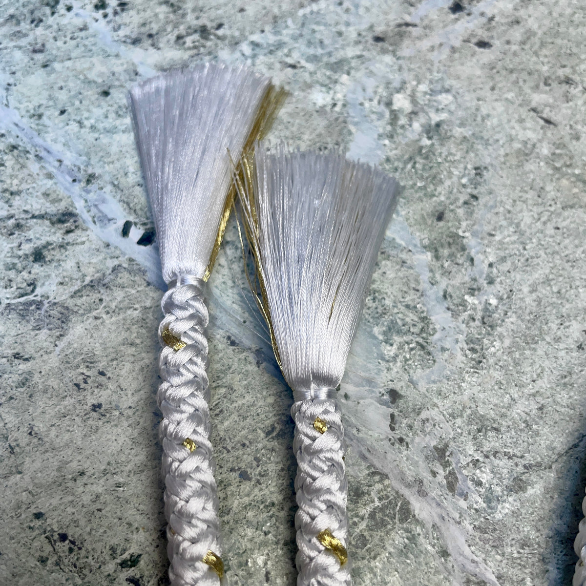 Obijime Round Braided Pale Blue with Gold in Silk