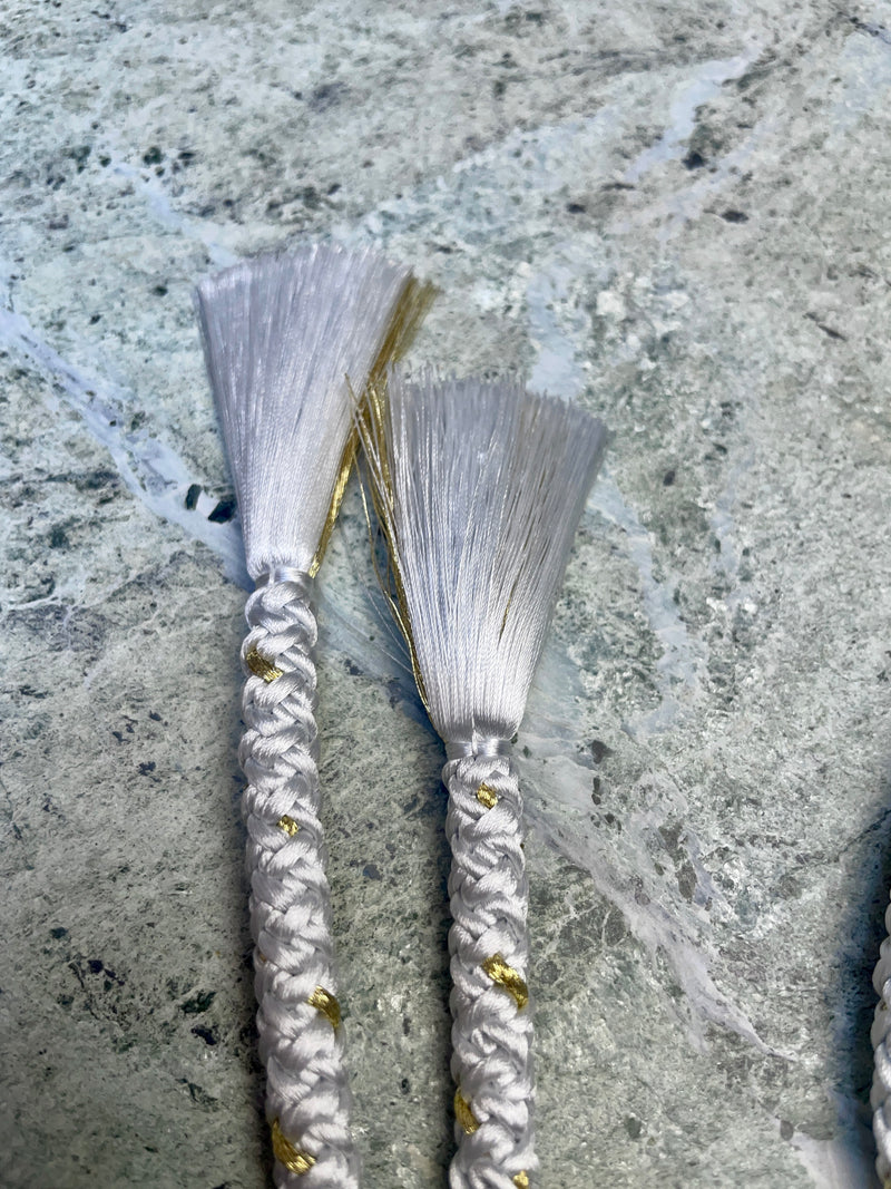 Obijime Round Braided Pale Blue with Gold in Silk