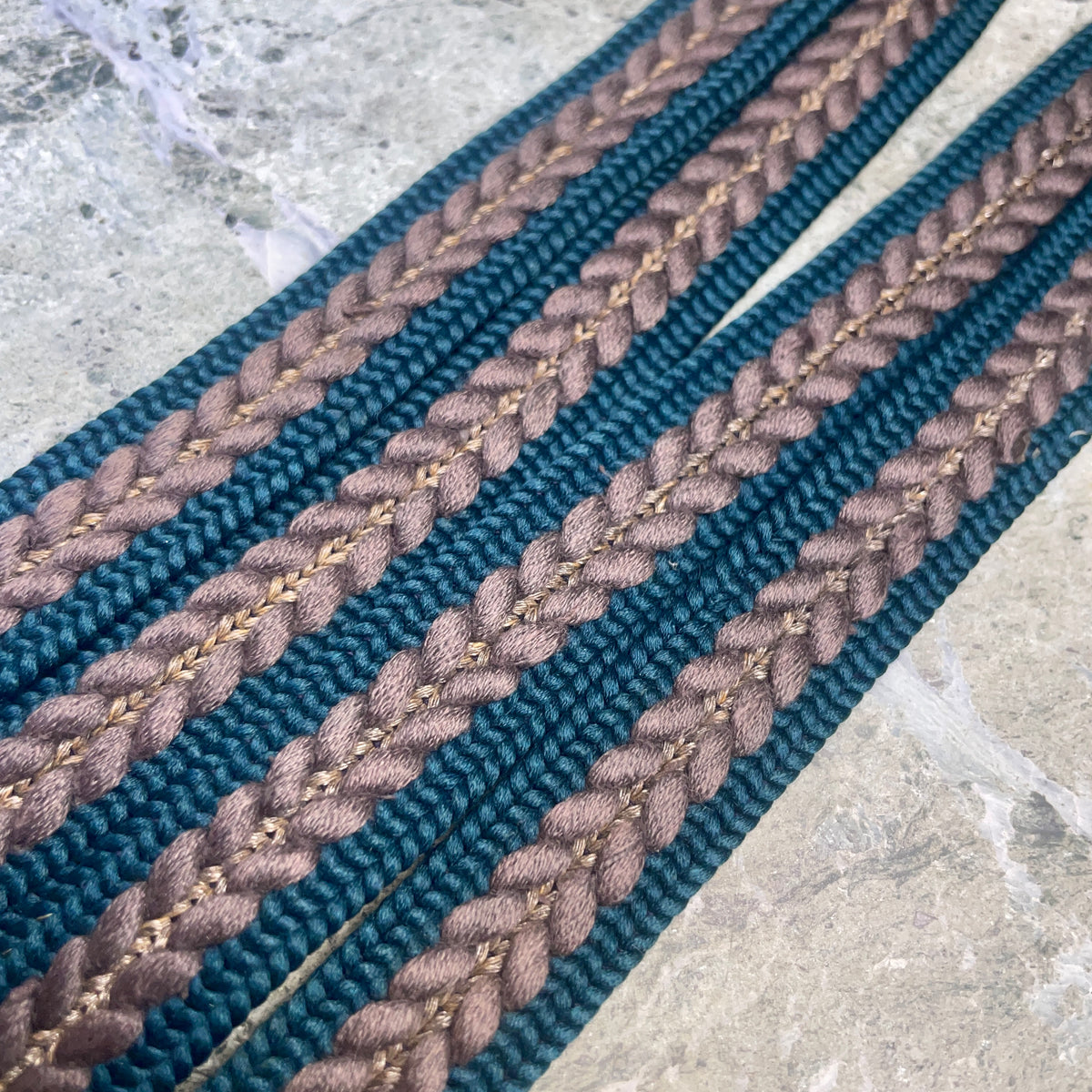 Obijime Flat Dark Teal Green and Grey in Silk