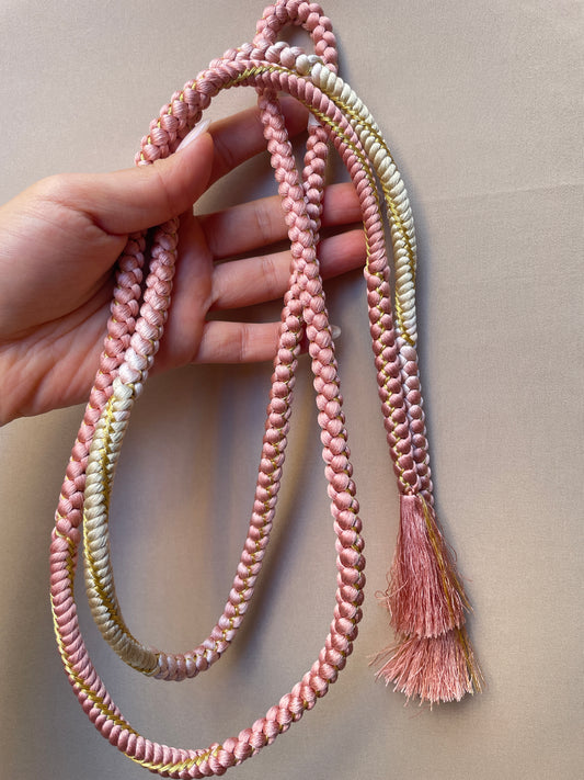 Obijime Belt Ombre Light Rose and Gold in Silk