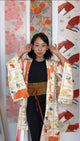 Kimono Japanese Tiles with Fans and Flowers in Silk