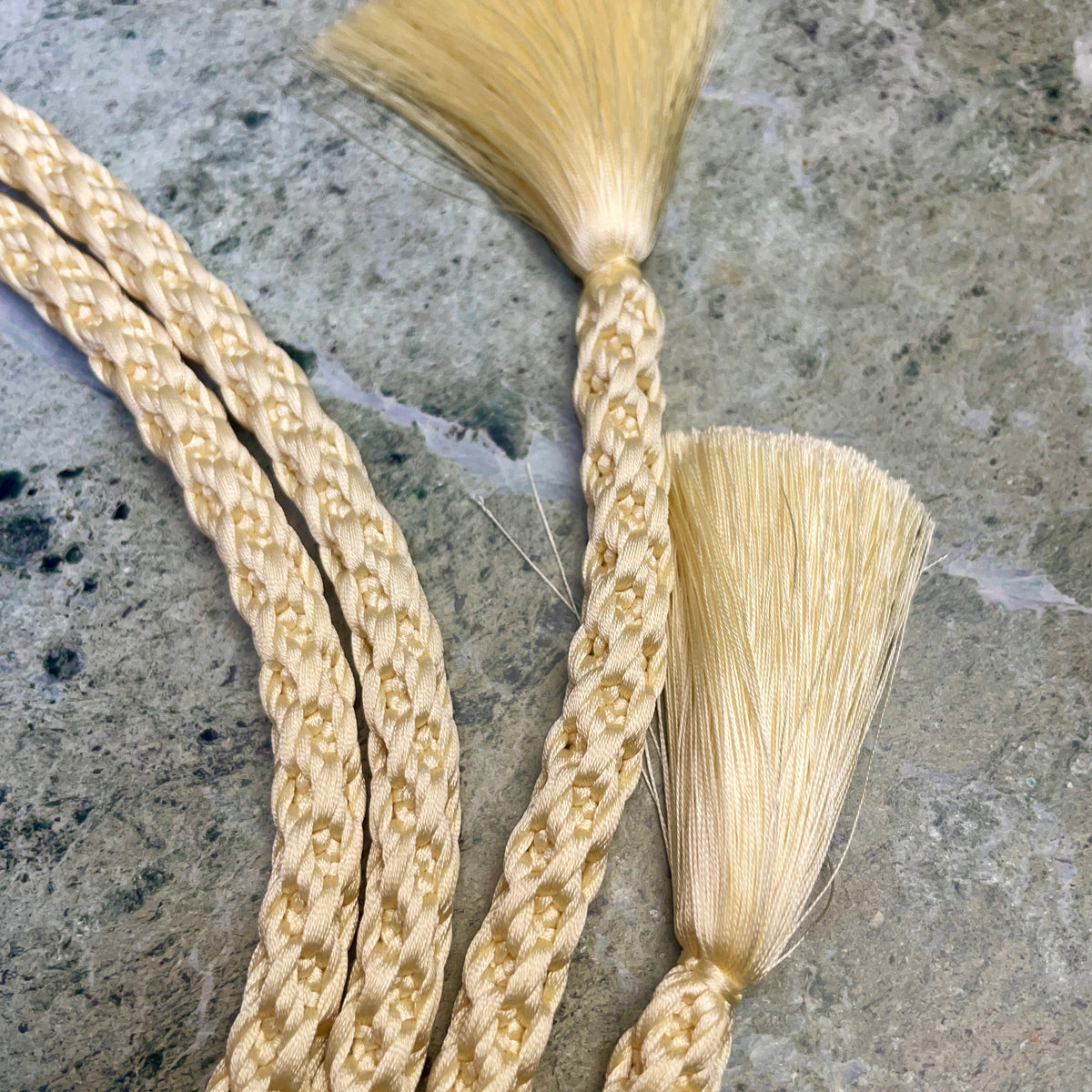 Obijime Belt Round Braided in Pale Yellow Cream in silk