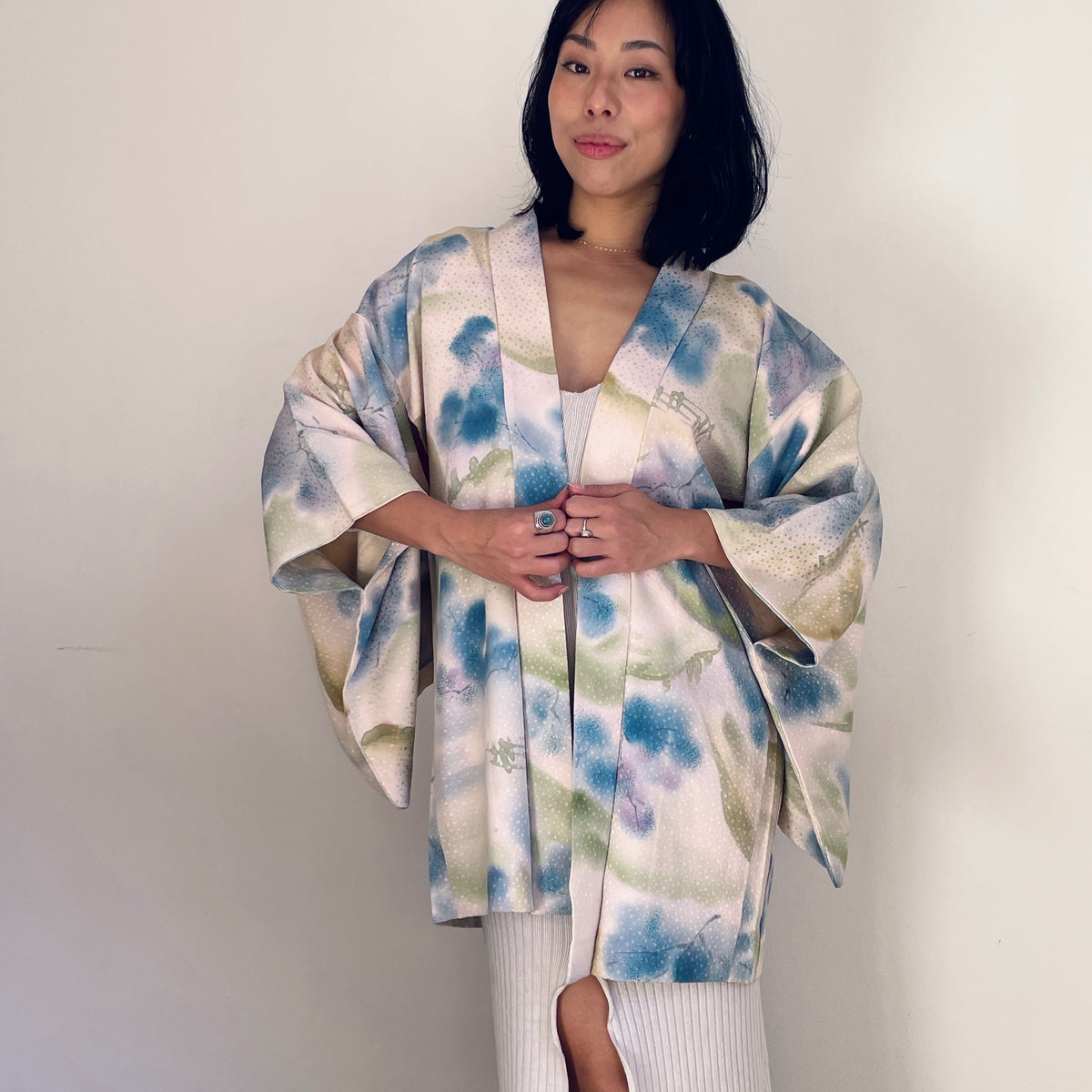 Haori Dreamy Watercolor Garden in Silk