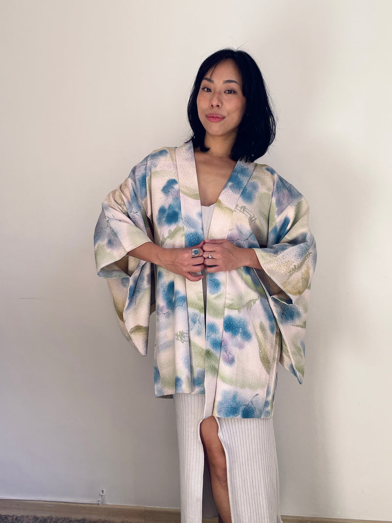 Haori Dreamy Watercolor Garden in Silk