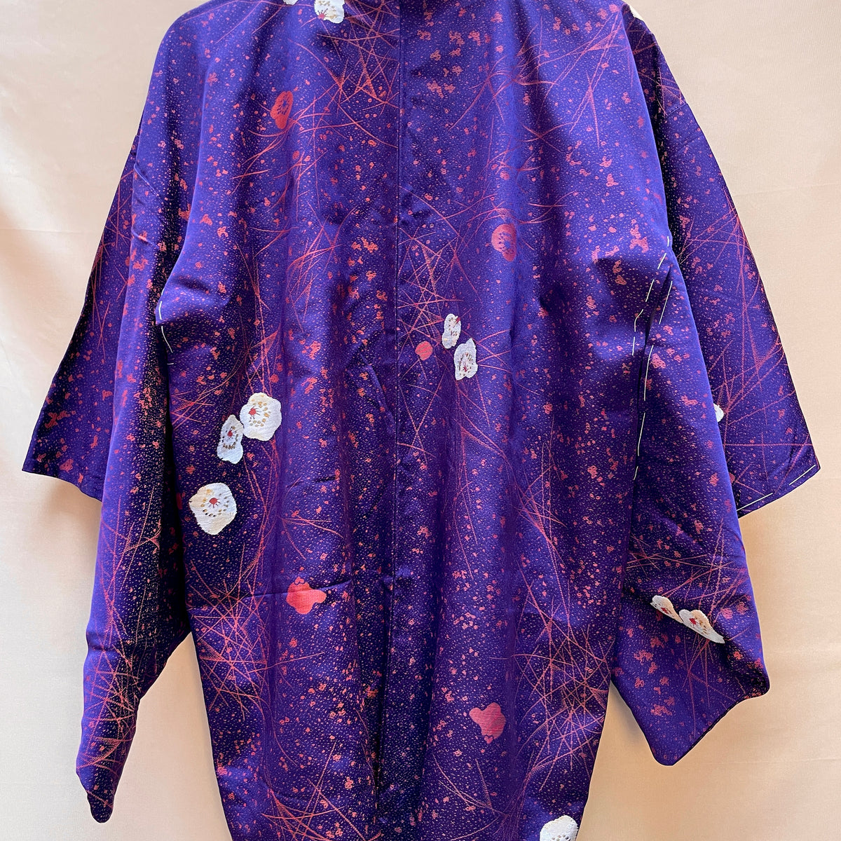 Haori Jacket Deep Purple Jacquard with Plum Flowers