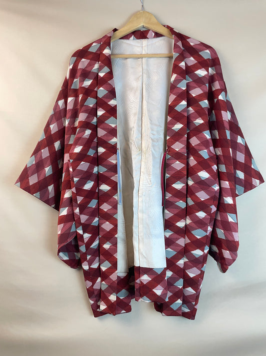 Haori Wine Checkered Watercolor