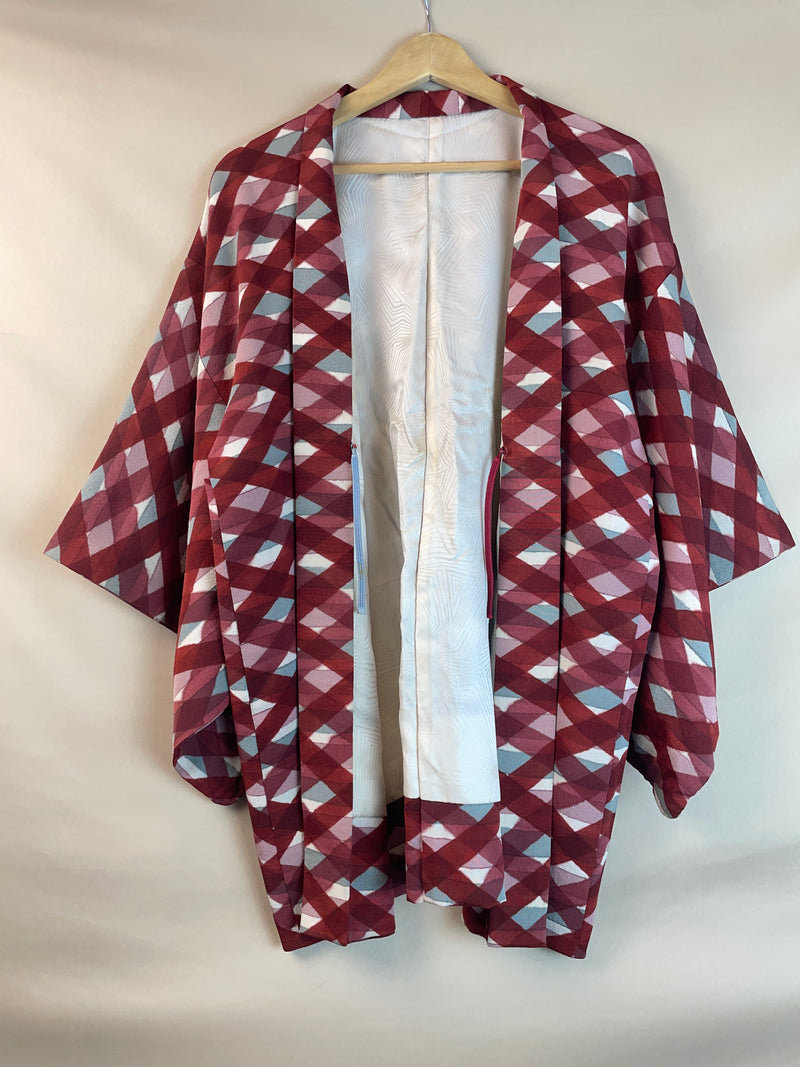 Haori Wine Checkered Watercolor