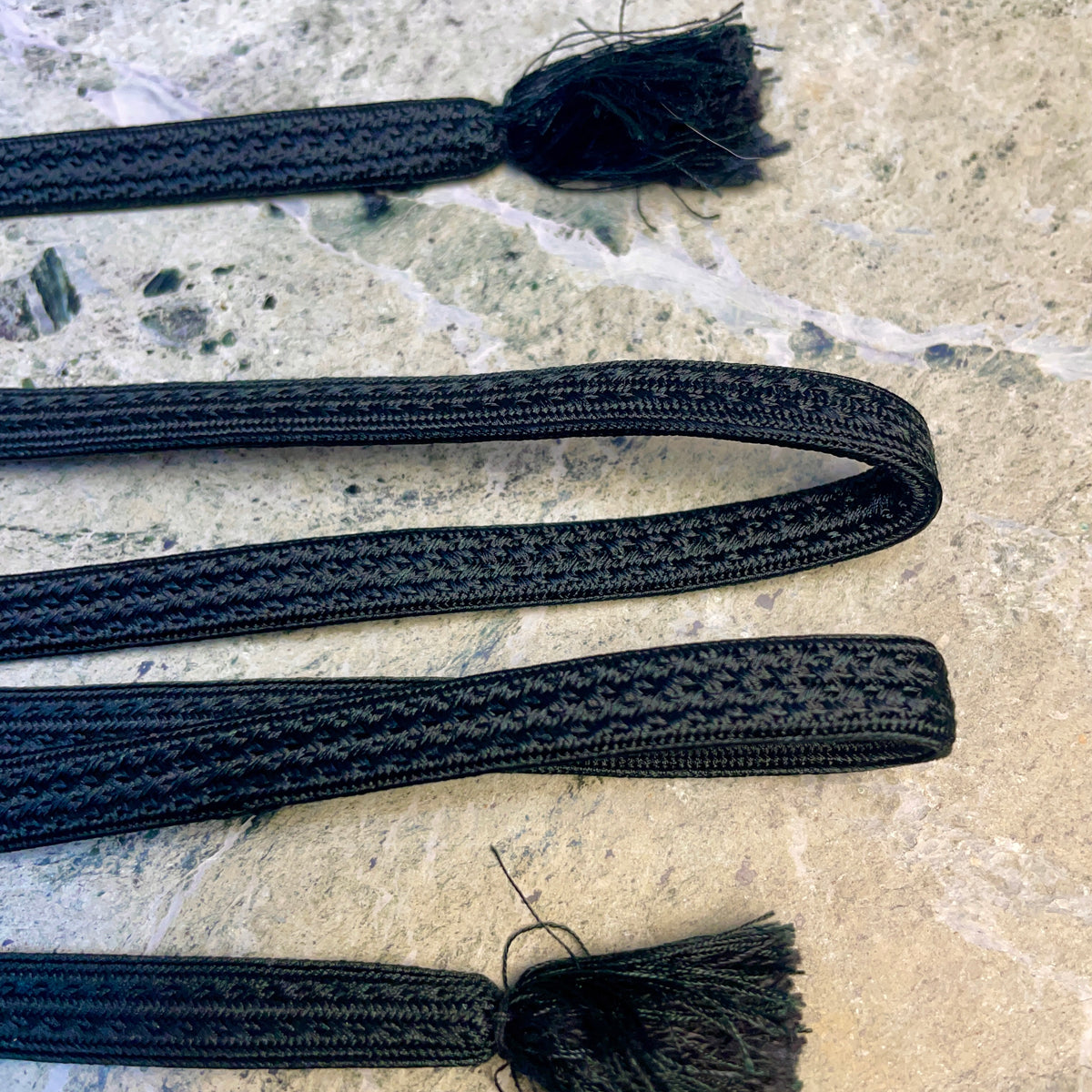 Obijime Belt Flat Black Braid in Silk