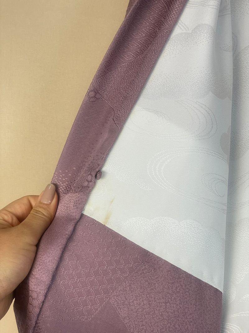 Haori Lavander Lilac with Geometric Patterns in Silk