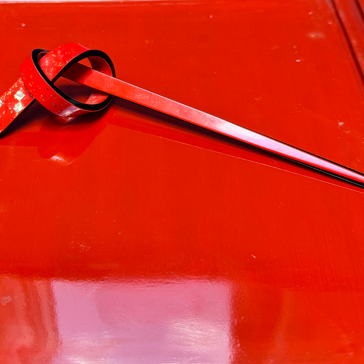 Hair Accessory Kanzashi Knot Red with Shimmer
