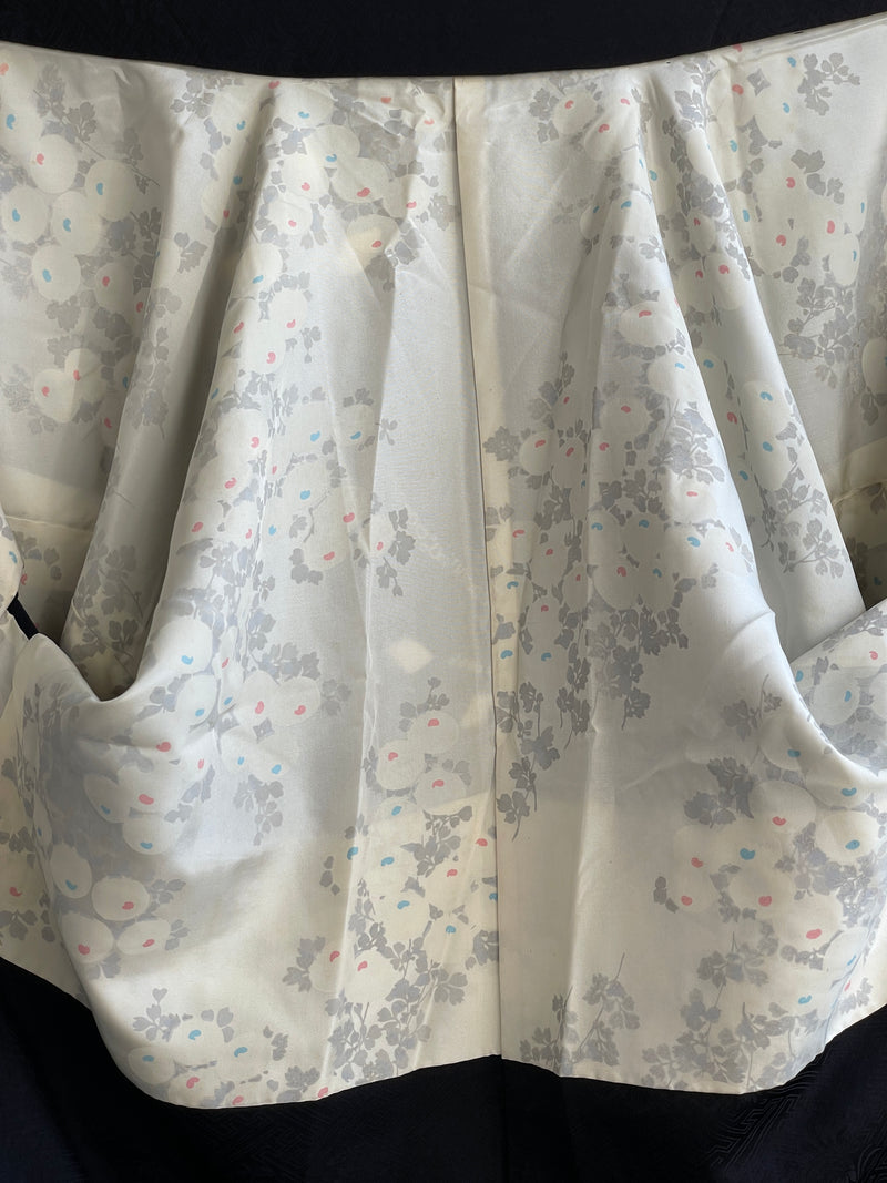 Haori Black with White Shibori Technique Leaves White in Silk