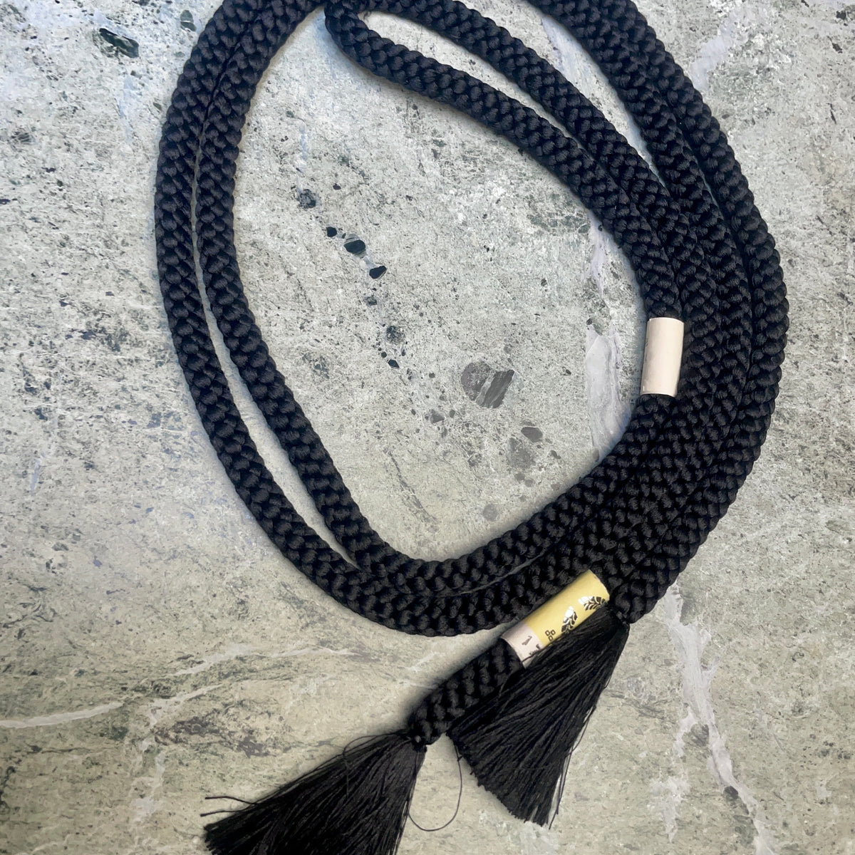 Obijime Belt Round Braid Black in Silk