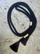 Obijime Belt Round Braid Black in Silk