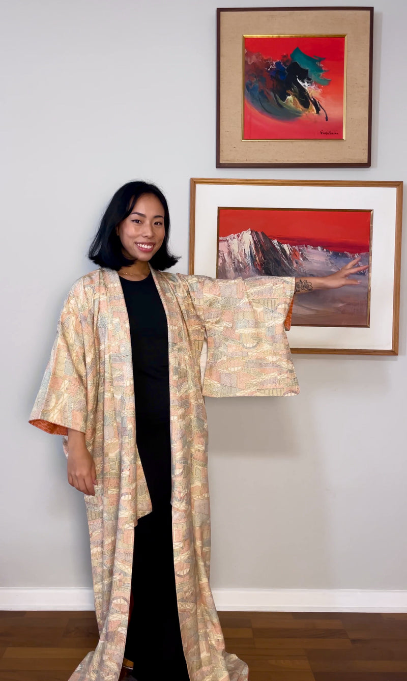 Kimono Japanese Colored Drawn Windows