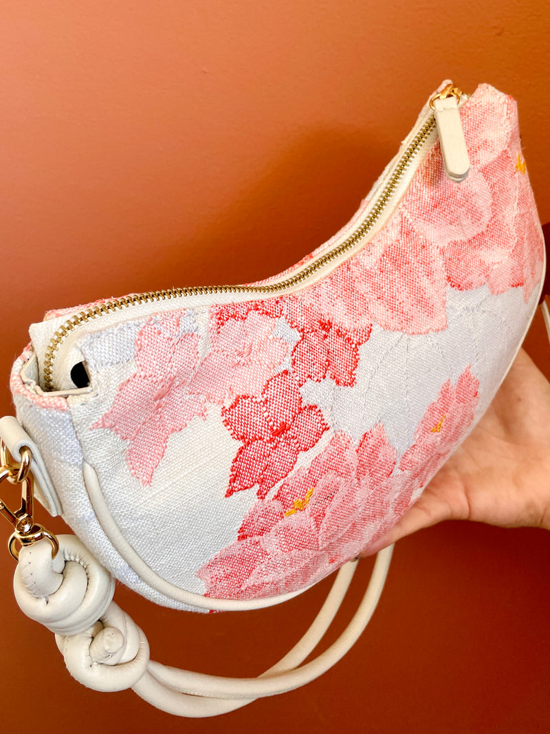 AIKO BAG Pink Spring Peonies from Japanese Obi Sash