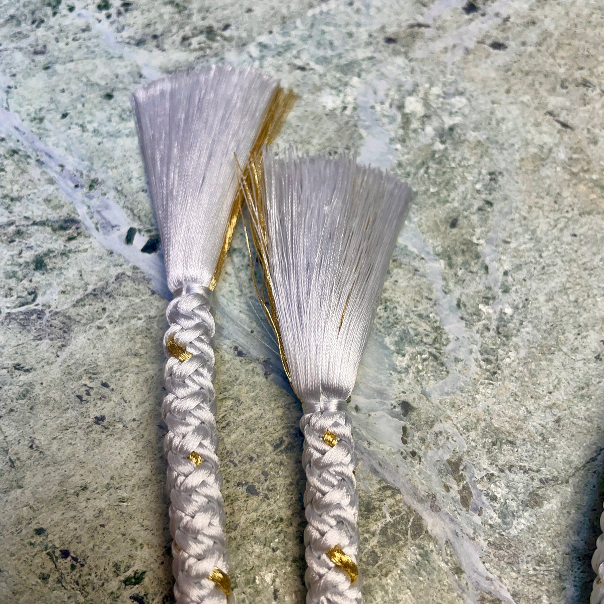 Obijime Round Braided Pale Blue with Gold in Silk