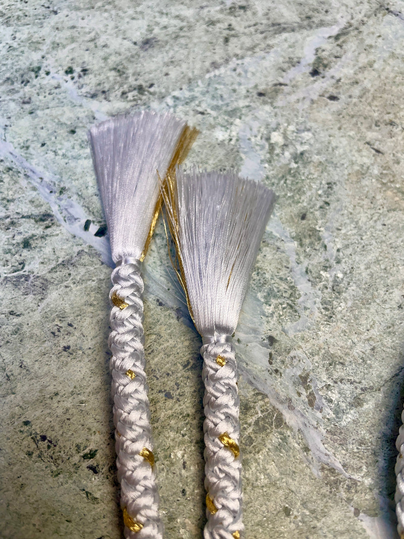 Obijime Round Braided Pale Blue with Gold in Silk