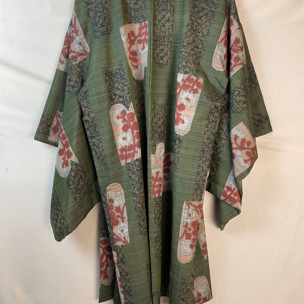 Haori Meisen Moss Green with Daruma Red Interior in Silk