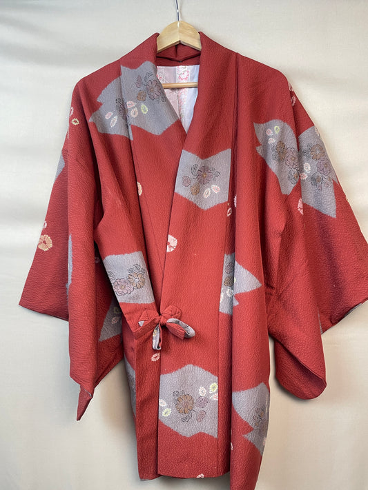 Haori Envelope Deep Red with Shibori Flowers