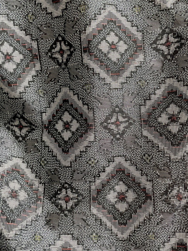 Haori Grey Geometric in Tsumugi Technique in Silk