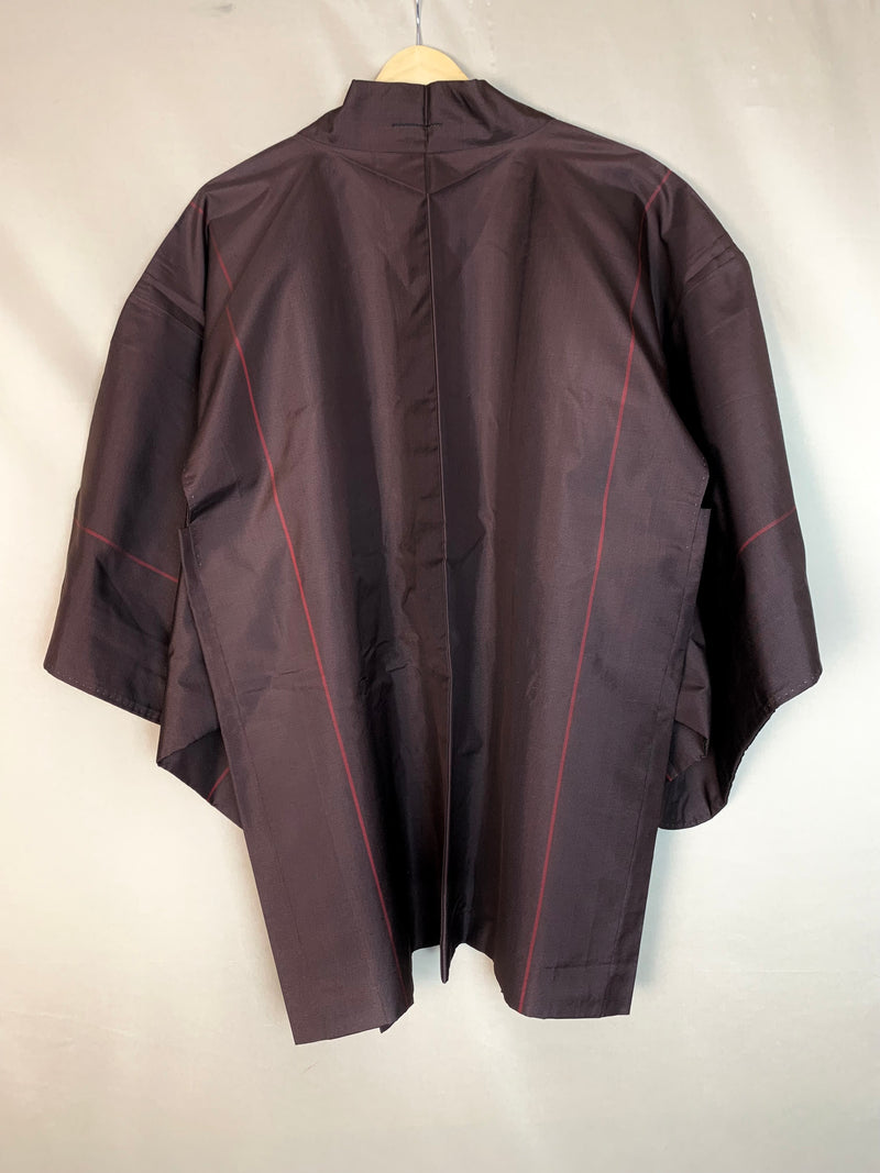 Haori Brown with Red Lines and Blue Interior