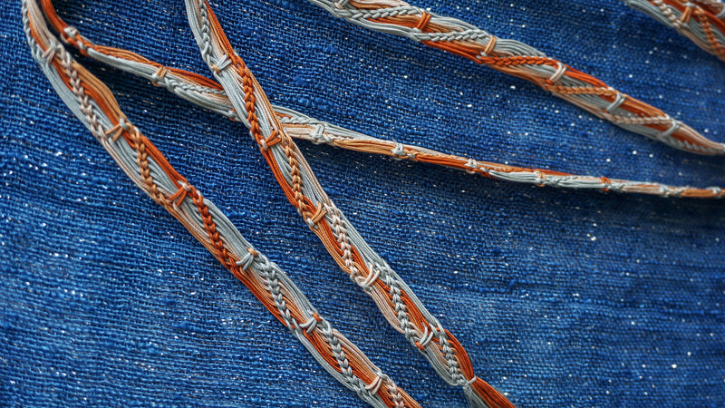 Obijime Flat Braid Pastel Blue Oranges