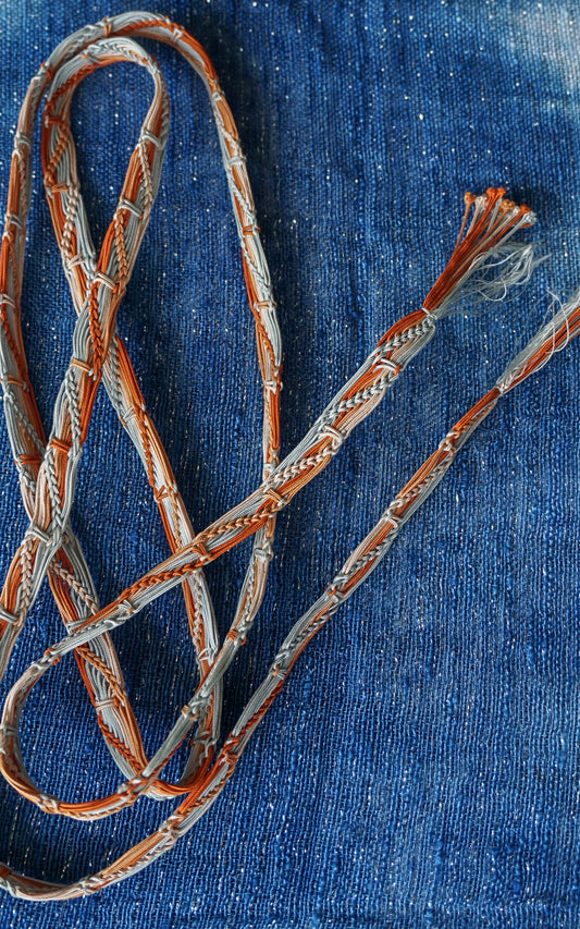 Obijime Flat Braid Pastel Blue Oranges