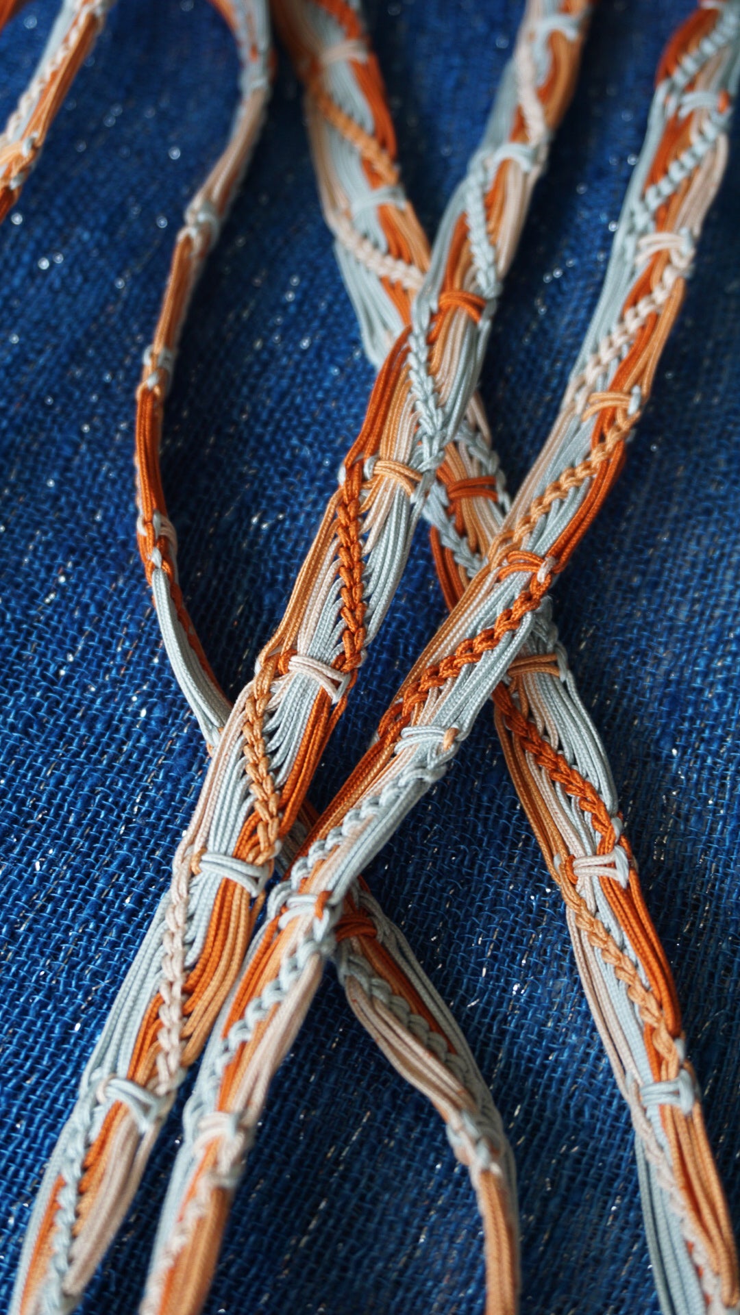 Obijime Flat Braid Pastel Blue Oranges