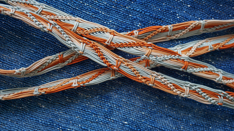 Obijime Flat Braid Pastel Blue Oranges