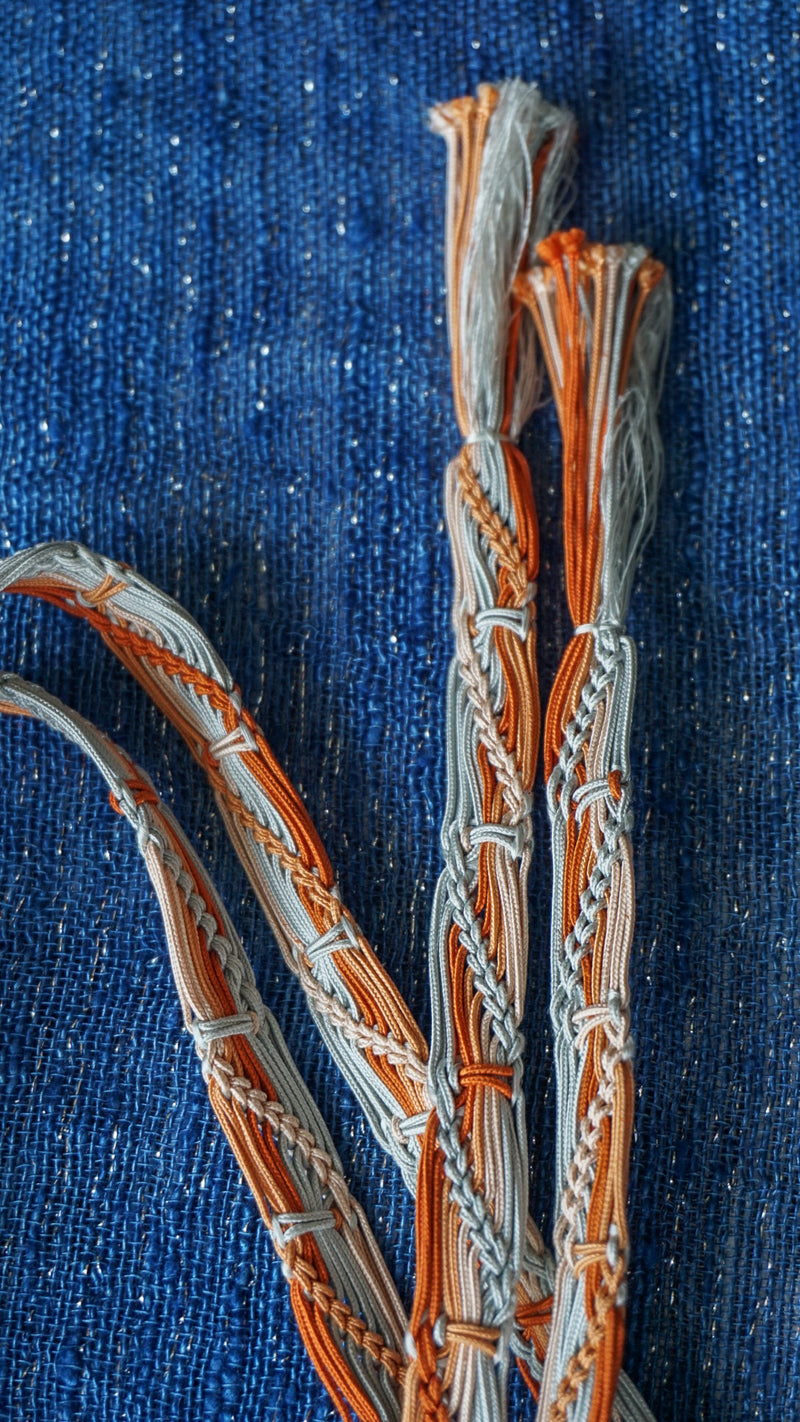 Obijime Flat Braid Pastel Blue Oranges