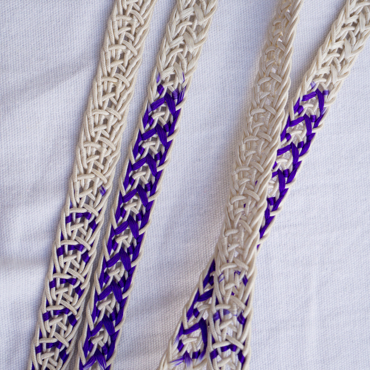 Obijime Flat Braid White with Purple Details
