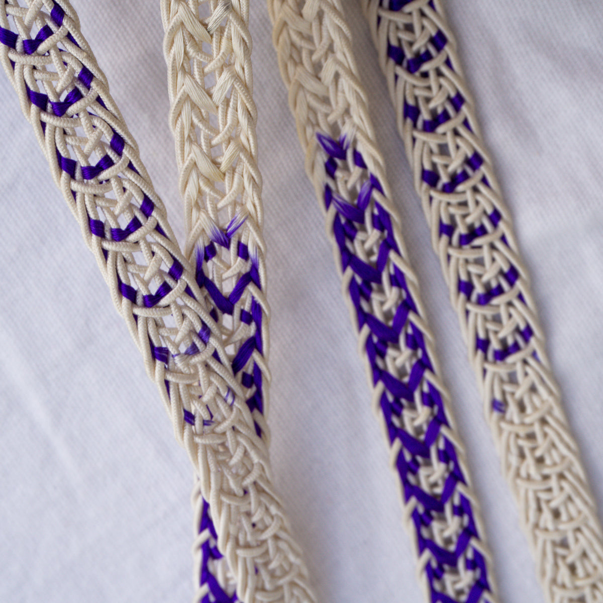 Obijime Flat Braid White with Purple Details
