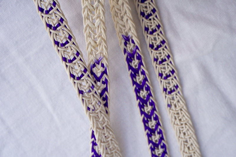 Obijime Flat Braid White with Purple Details
