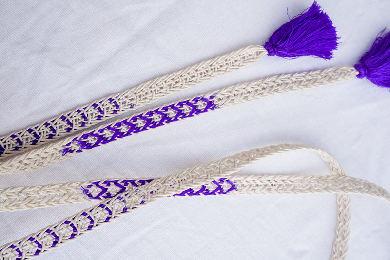 Obijime Flat Braid White with Purple Details