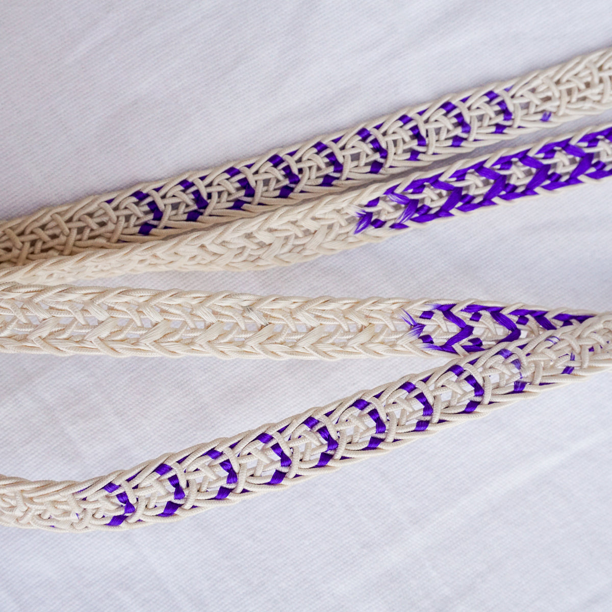 Obijime Flat Braid White with Purple Details