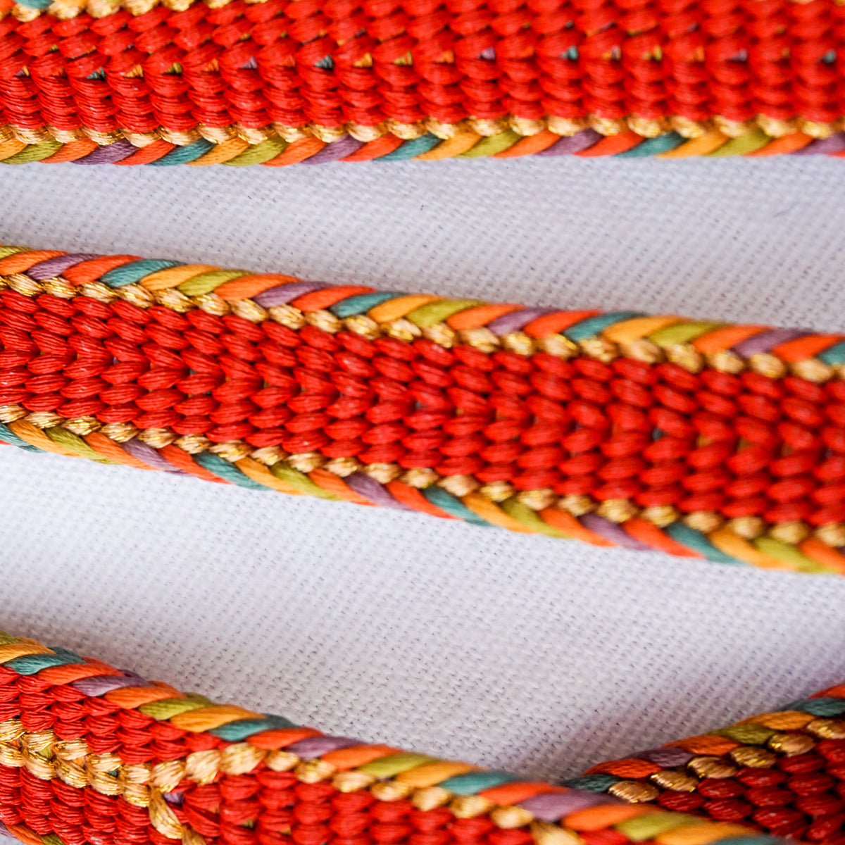 Obijime Flat Braid Red with Multicolor Edges