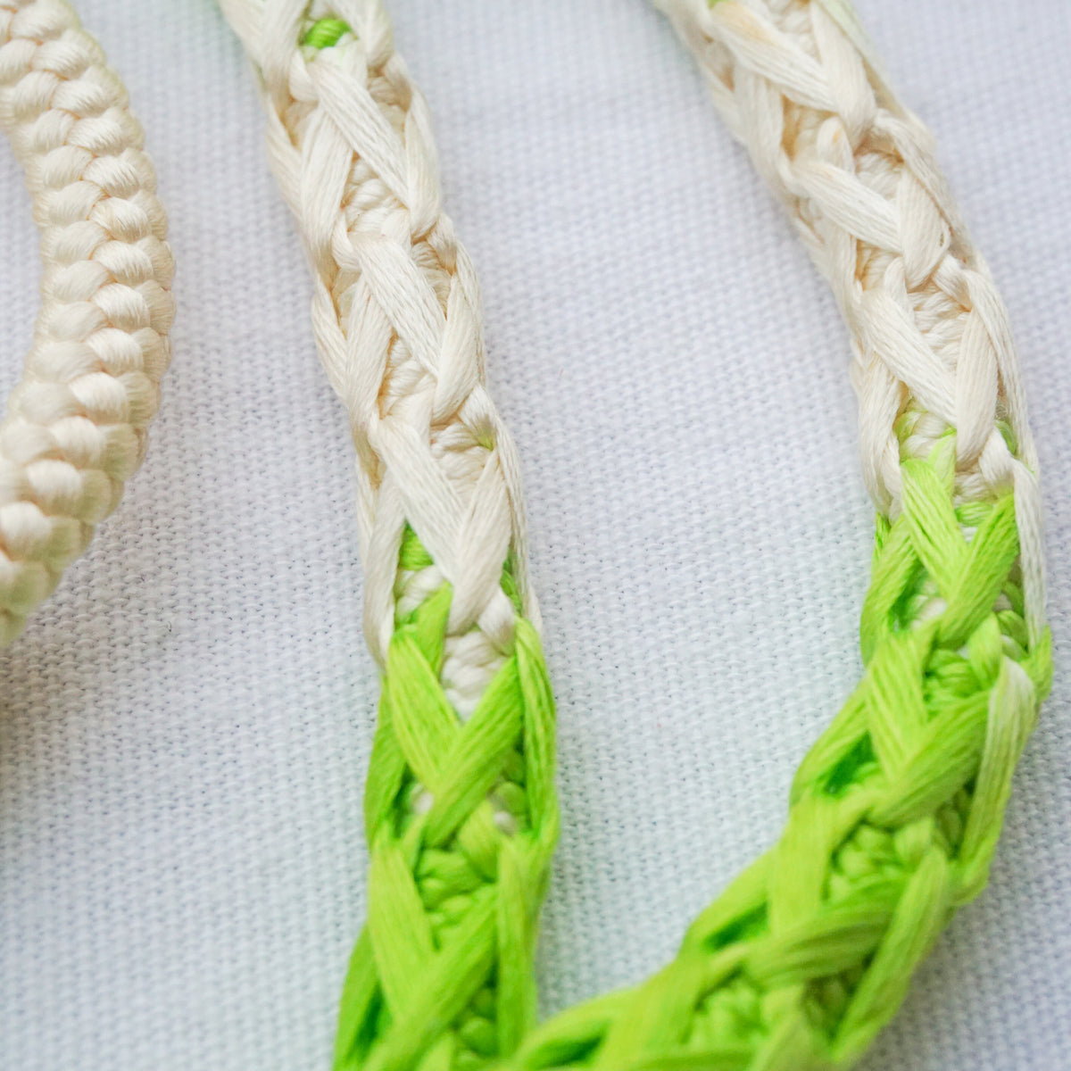 Obijime Braided White with Neon Green