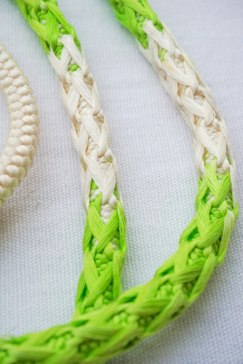Obijime Braided White with Neon Green