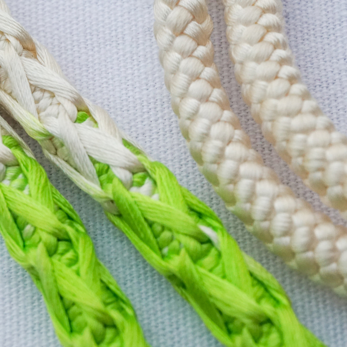 Obijime Braided White with Neon Green