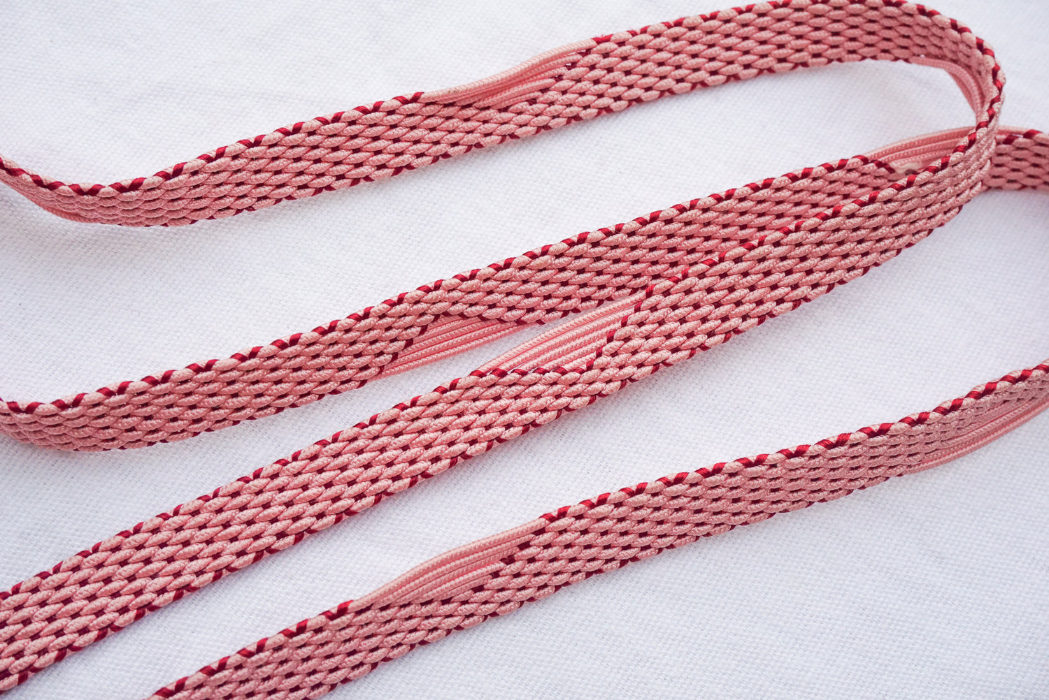 Obijime Flat Braid Pink and Red