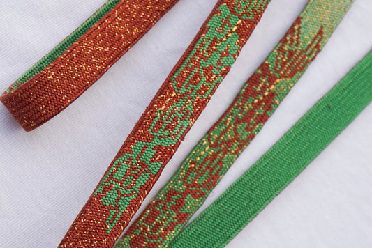 Obijime Flat Double Sided Deep Brown and Green