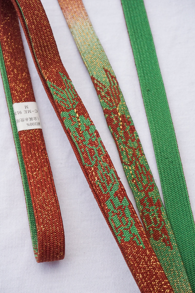 Obijime Flat Double Sided Deep Brown and Green