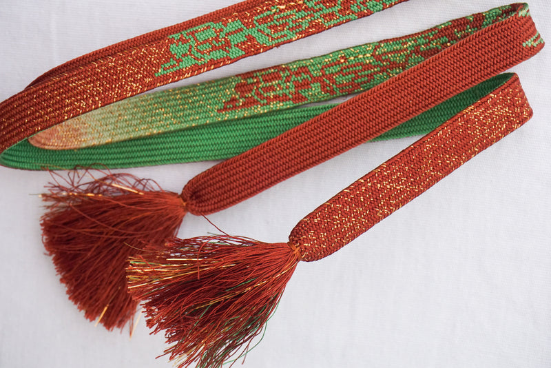Obijime Flat Double Sided Deep Brown and Green