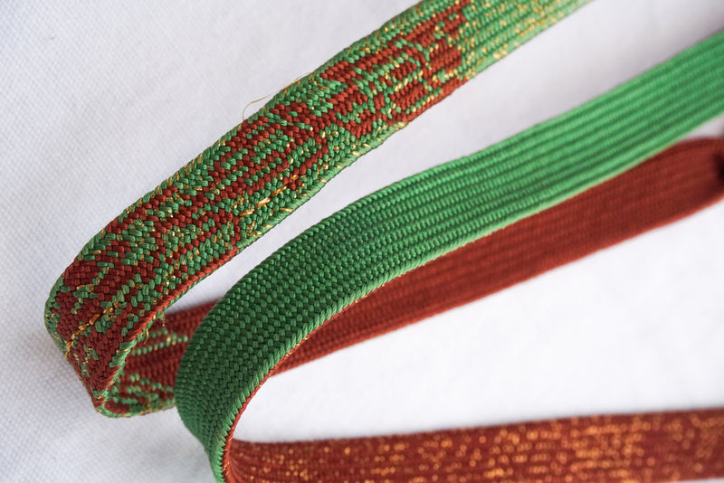 Obijime Flat Double Sided Deep Brown and Green