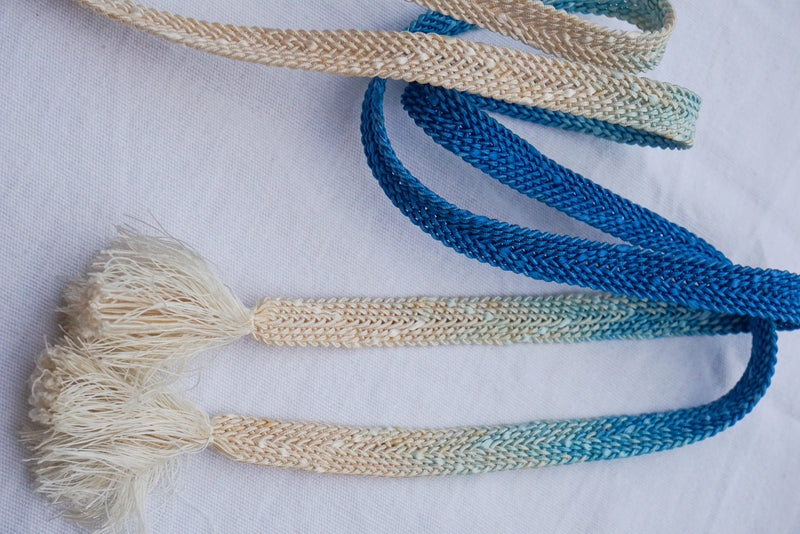 Obijime Flat Braid Ombre White Sky Blue