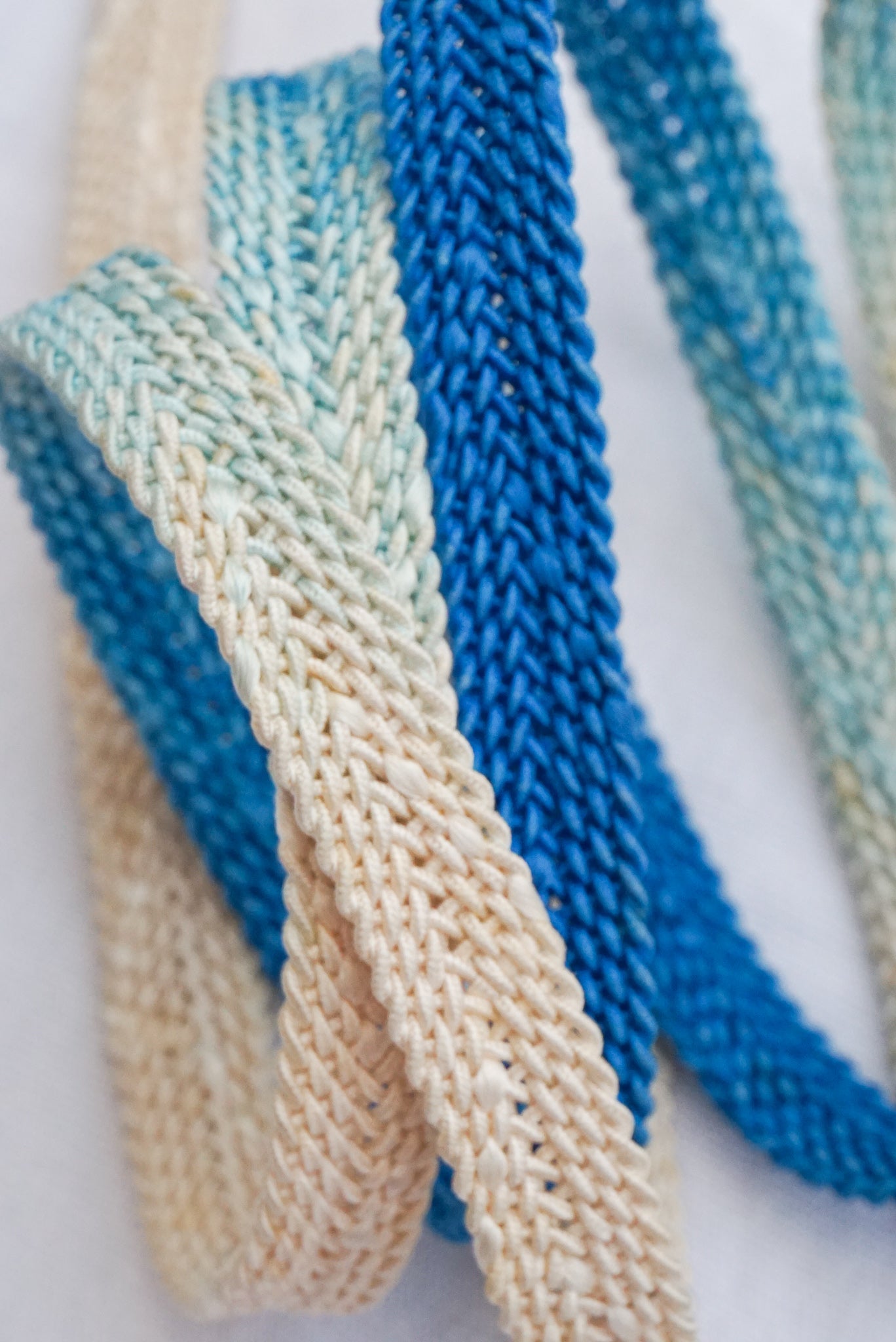 Obijime Flat Braid Ombre White Sky Blue