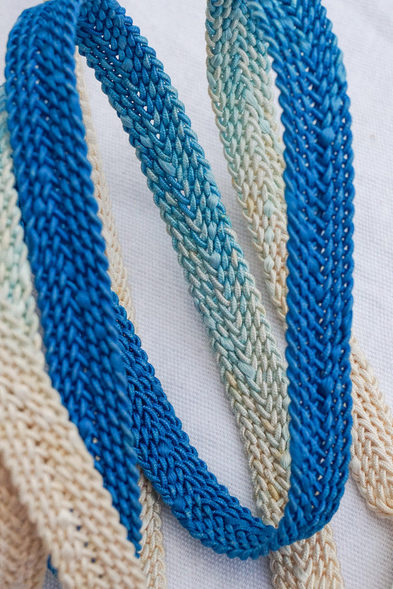 Obijime Flat Braid Ombre White Sky Blue