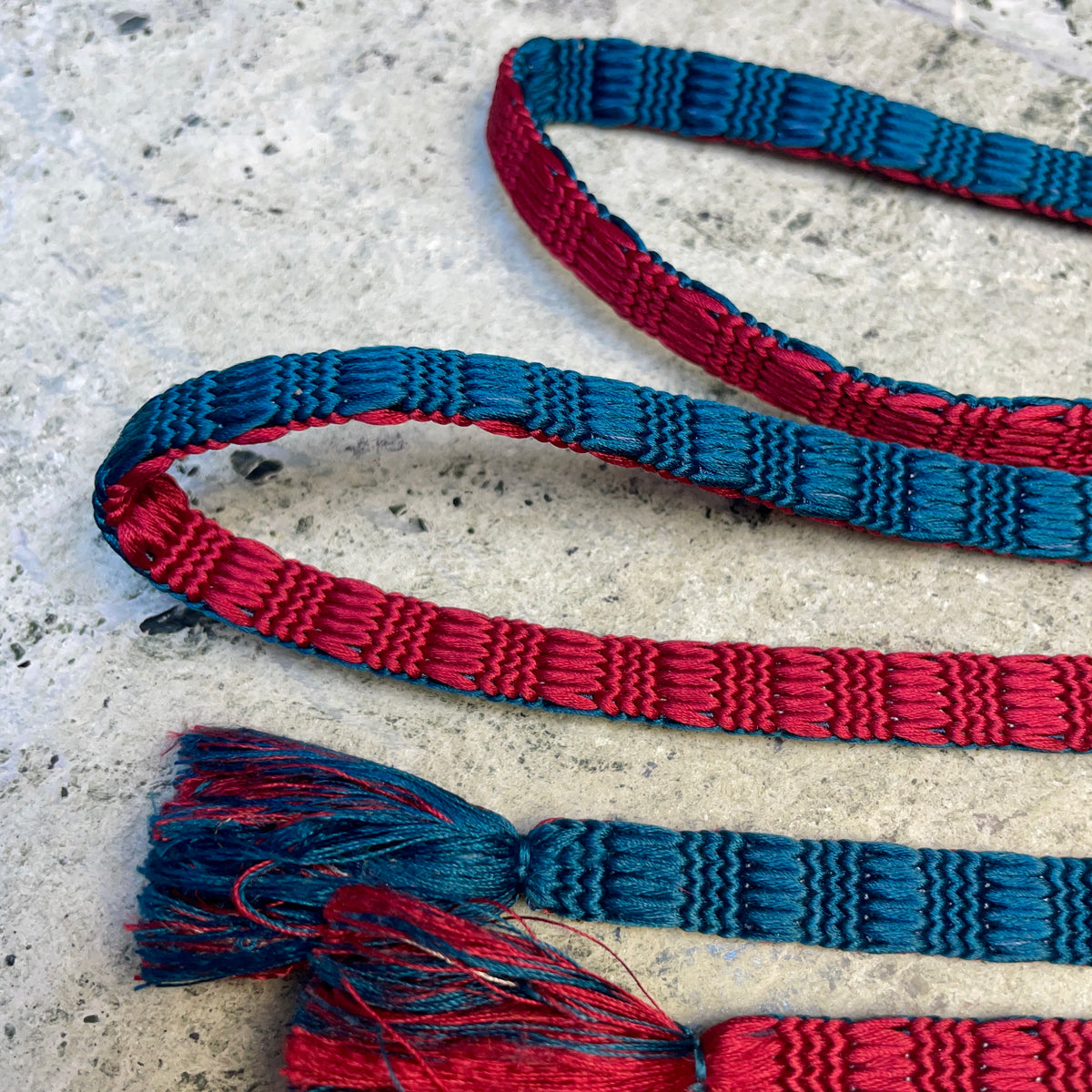 Obijime Belt Flat Red and Blue in Silk